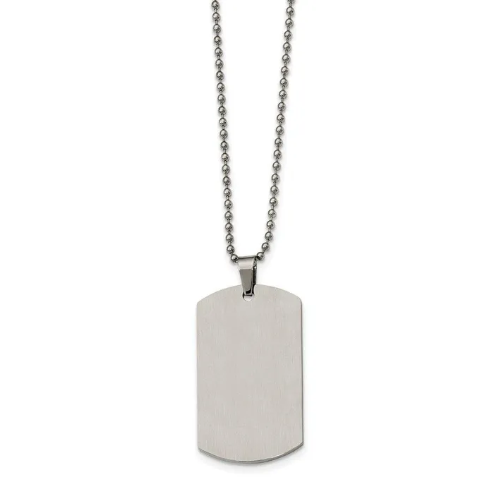 Stainless Steel Brushed Polished Rounded Edge 2mm Thick Dog Tag Necklace Chisel Necklaces Stainless Steel Brushed Polished Rounded Edge 2mm Thick Dog Tag Necklace Chisel Necklaces