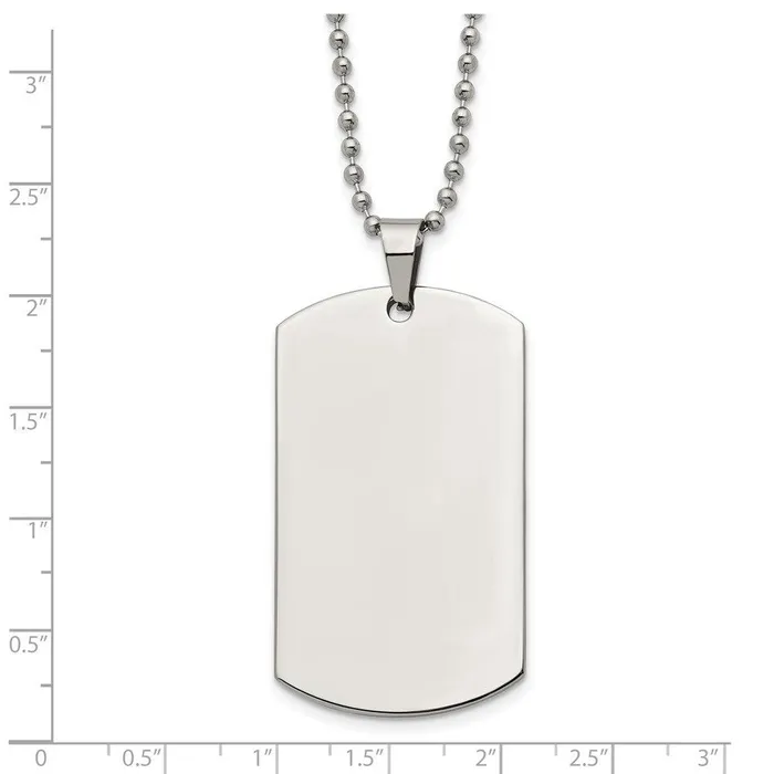 Stainless Steel Brushed Polished Rounded Edge 2mm Thick Dog Tag Necklace Chisel Necklaces Stainless Steel Brushed Polished Rounded Edge 2mm Thick Dog Tag Necklace Chisel Necklaces