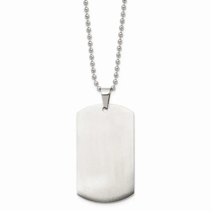 Stainless Steel Brushed Polished Rounded Edge 2mm Thick Dog Tag Necklace Chisel Necklaces Stainless Steel Brushed Polished Rounded Edge 2mm Thick Dog Tag Necklace Chisel Necklaces