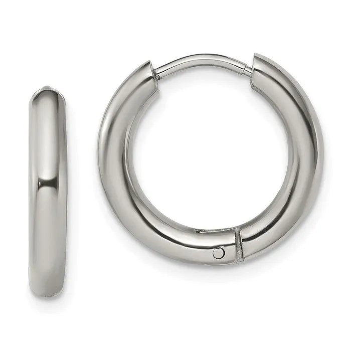 Stainless Steel Polished 3mm Hinged Hoop Earrings Chisel Earrings