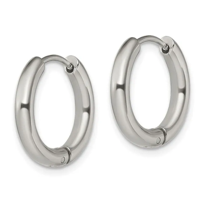 Stainless Steel Polished 3mm Hinged Hoop Earrings Chisel Earrings Stainless Steel Polished 3mm Hinged Hoop Earrings Chisel Earrings