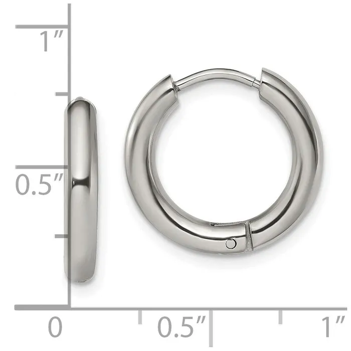 Stainless Steel Polished 3mm Hinged Hoop Earrings Chisel Earrings Stainless Steel Polished 3mm Hinged Hoop Earrings Chisel Earrings