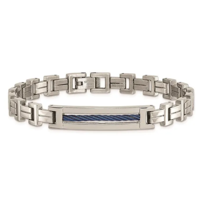 Stainless Steel Polished Blue IPplated 85in Bracelet Chisel Bracelets Stainless Steel Polished Blue IPplated 85in Bracelet Chisel Bracelets