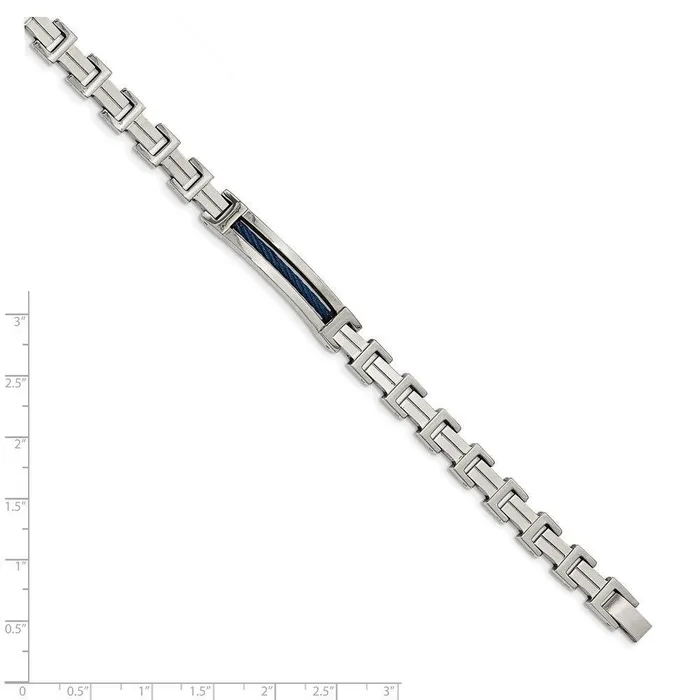 Stainless Steel Polished Blue IPplated 85in Bracelet Chisel Bracelets Stainless Steel Polished Blue IPplated 85in Bracelet Chisel Bracelets