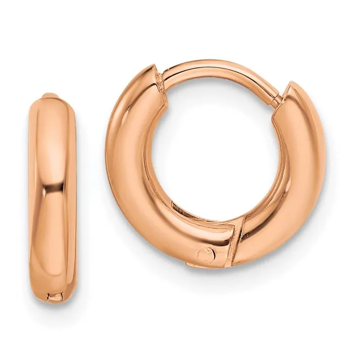 Stainless Steel Polished Rose IPplated 25mm Hinged Hoop Earrings Chisel Earrings Stainless Steel Polished Rose IPplated 25mm Hinged Hoop Earrings Chisel Earrings