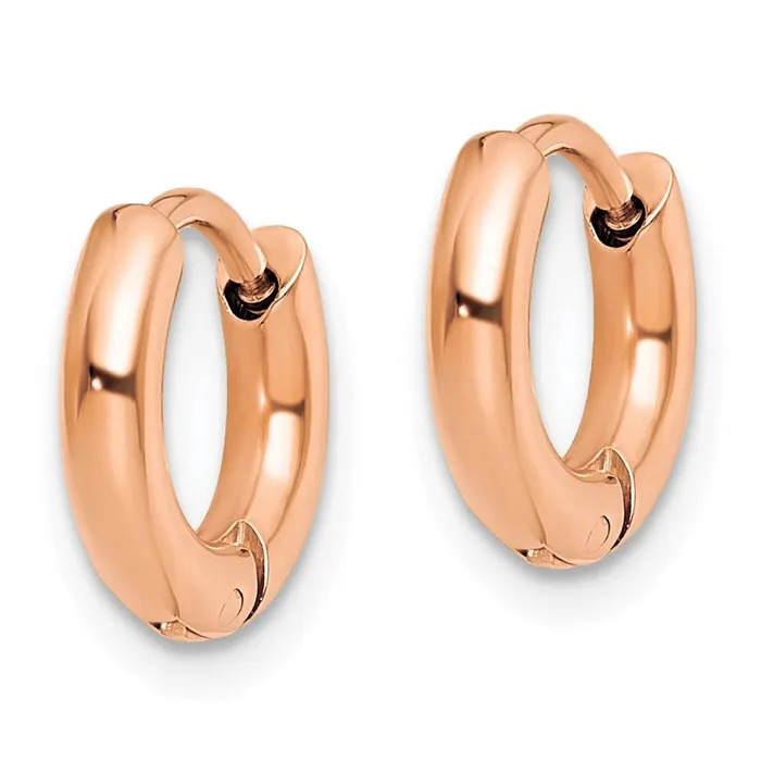 Stainless Steel Polished Rose IPplated 25mm Hinged Hoop Earrings Chisel Earrings Stainless Steel Polished Rose IPplated 25mm Hinged Hoop Earrings Chisel Earrings