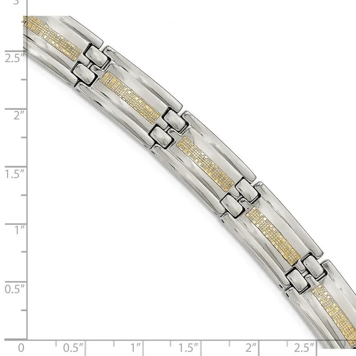 Stainless Steel Polished w14k Gold Link Bracelet Chisel Bracelets Stainless Steel Polished w14k Gold Link Bracelet Chisel Bracelets