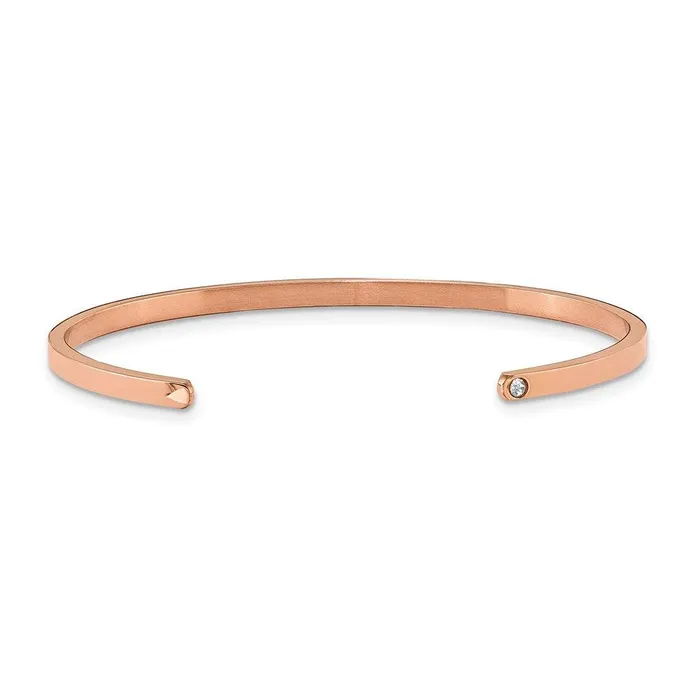 Stainless Steel Rose IPplated xoxoxo CZ 3mm Cuff Bangle Chisel Bracelets Stainless Steel Rose IPplated xoxoxo CZ 3mm Cuff Bangle Chisel Bracelets