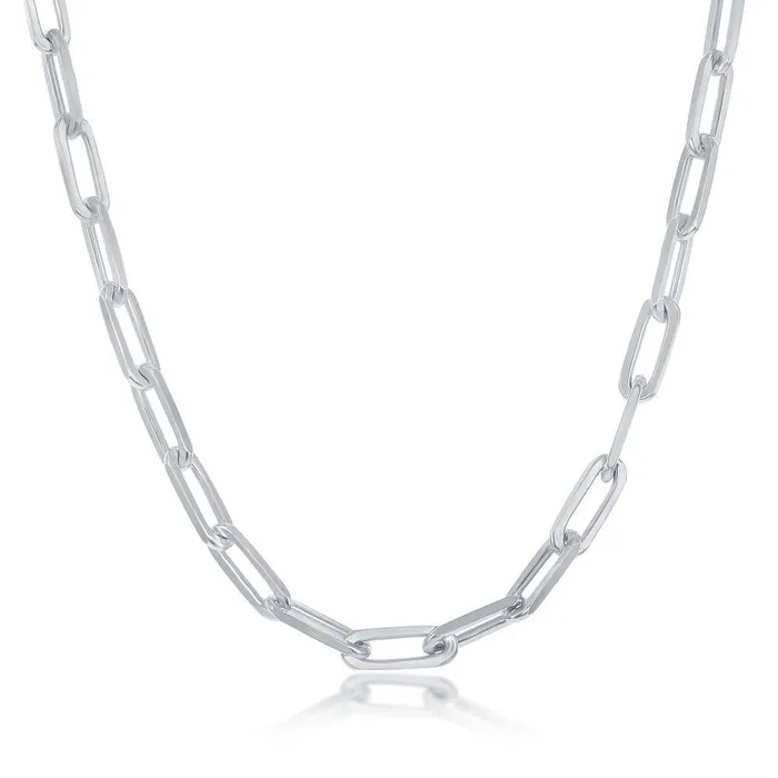 Sterling Silver 32mm Paper Clip Chain 20 Classic Rings