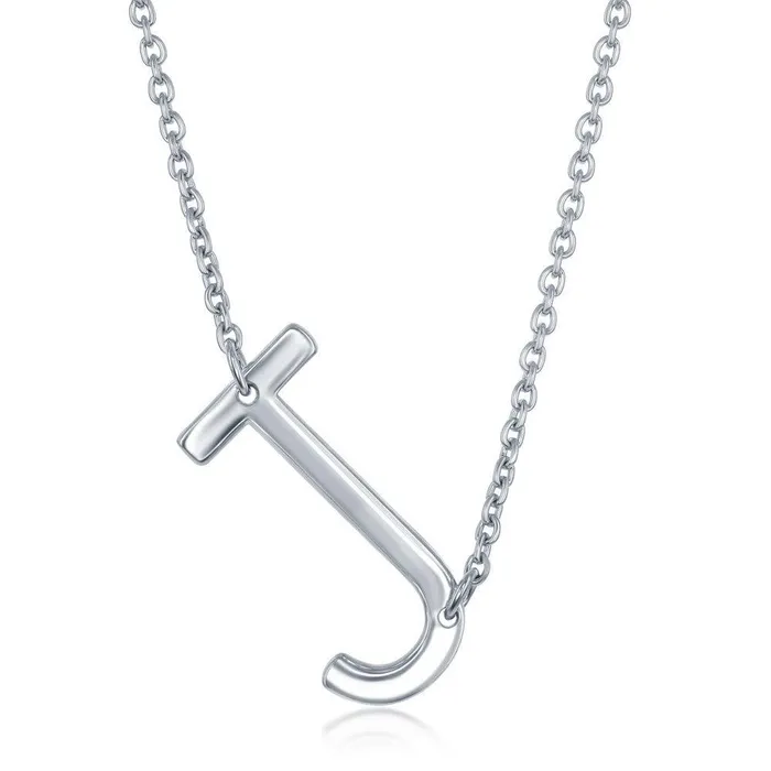 Sterling Silver Sideways J Initial Necklace Classic Necklaces