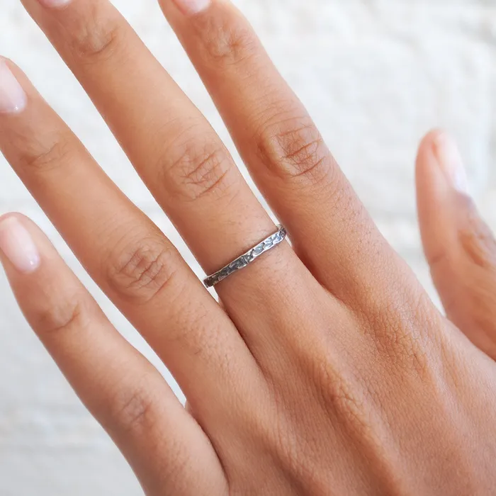 Sterling Silver Snakeskin Stacking Band Lauren Wolf Jewelry Rings