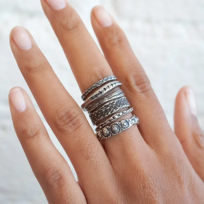 Sterling Silver Snakeskin Stacking Band Lauren Wolf Jewelry Rings