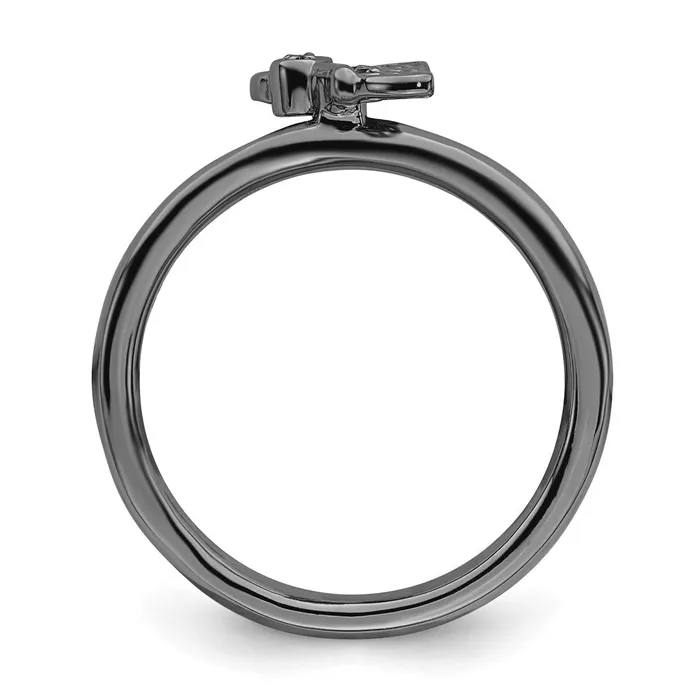 Sterling Silver Stackable Expressions Blackplated Butterfly wDiamond Ring QSK1628 Stackable Expressions Rings Sterling Silver Stackable Expressions Blackplated Butterfly wDiamond Ring QSK1628 Stackable Expressions Rings
