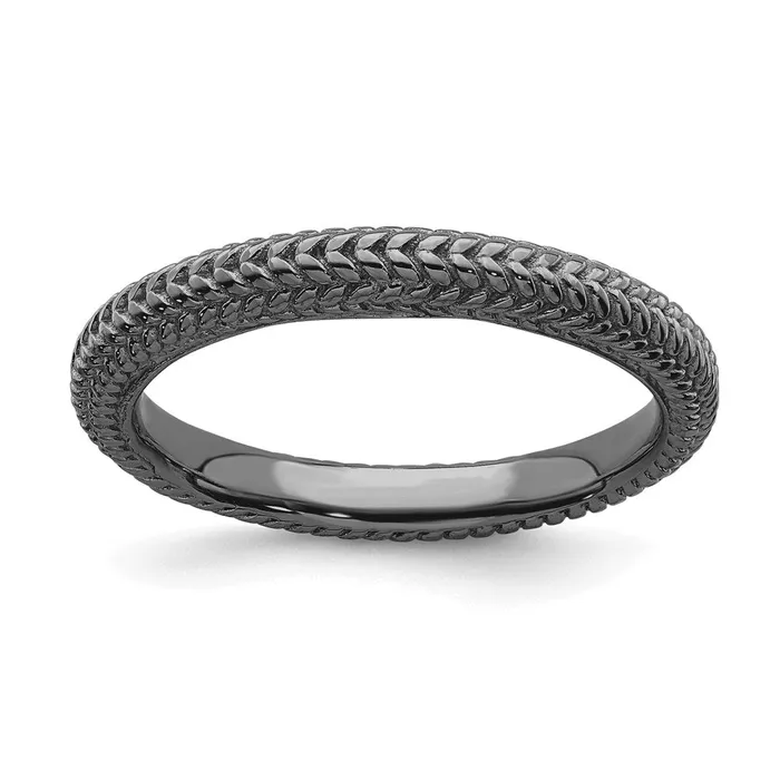 Sterling Silver Stackable Expressions Blackplated Domed Ring QSK885 Stackable Expressions Rings Sterling Silver Stackable Expressions Blackplated Domed Ring QSK885 Stackable Expressions Rings