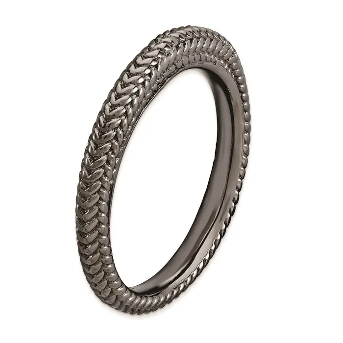 Sterling Silver Stackable Expressions Blackplated Domed Ring QSK885 Stackable Expressions Rings Sterling Silver Stackable Expressions Blackplated Domed Ring QSK885 Stackable Expressions Rings