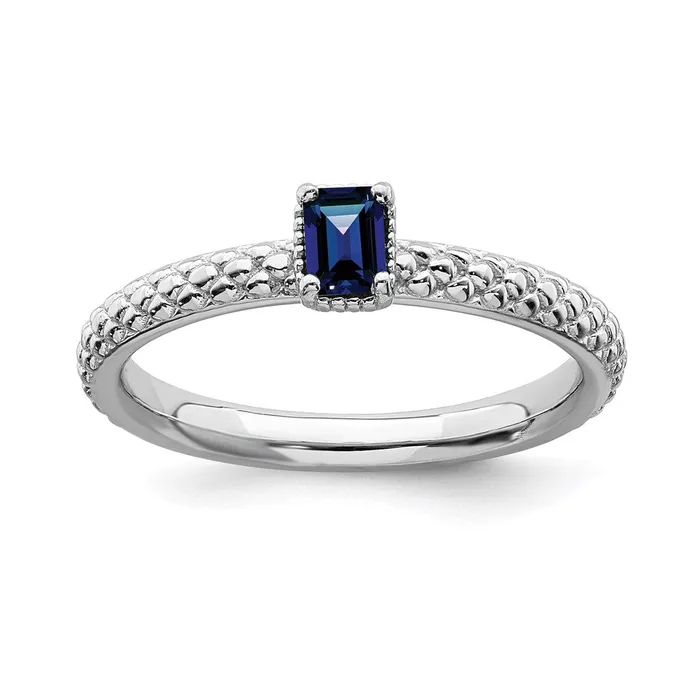 Sterling Silver Stackable Expressions Created Sapphire Single Stone Ring QSK1581 Stackable Expressions Rings Sterling Silver Stackable Expressions Created Sapphire Single Stone Ring QSK1581 Stackable Expressions Rings