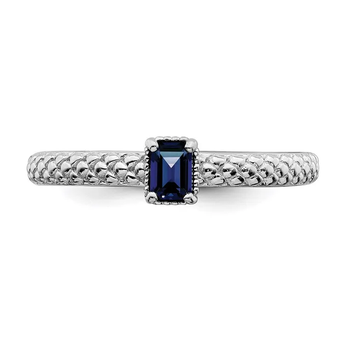 Sterling Silver Stackable Expressions Created Sapphire Single Stone Ring QSK1581 Stackable Expressions Rings Sterling Silver Stackable Expressions Created Sapphire Single Stone Ring QSK1581 Stackable Expressions Rings