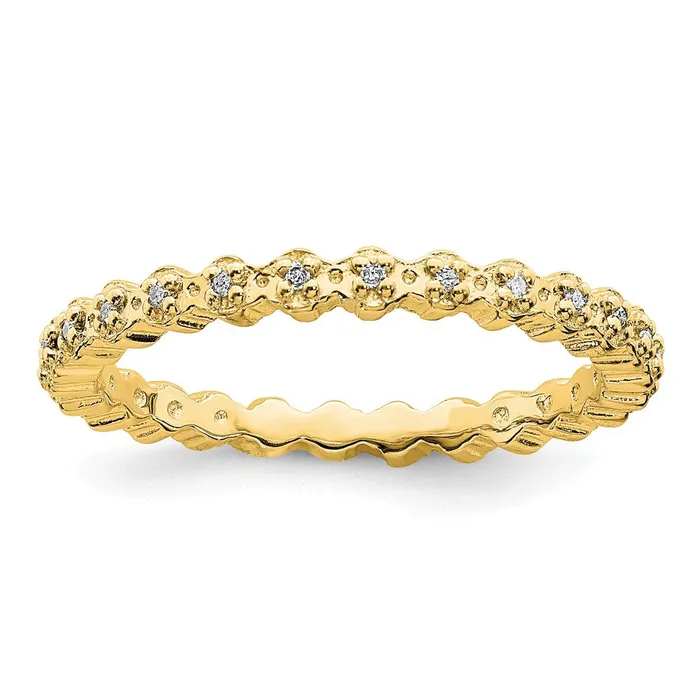 Sterling Silver Stackable Expressions Diamond Goldplated Ring QSK347 Stackable Expressions Rings Sterling Silver Stackable Expressions Diamond Goldplated Ring QSK347 Stackable Expressions Rings