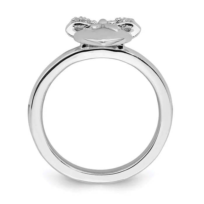 Sterling Silver Stackable Expressions Heart with Bow Diamond Ring QSK329 Stackable Expressions Rings Sterling Silver Stackable Expressions Heart with Bow Diamond Ring QSK329 Stackable Expressions Rings