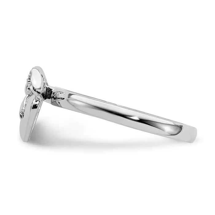 Sterling Silver Stackable Expressions Heart with Bow Diamond Ring QSK329 Stackable Expressions Rings Sterling Silver Stackable Expressions Heart with Bow Diamond Ring QSK329 Stackable Expressions Rings