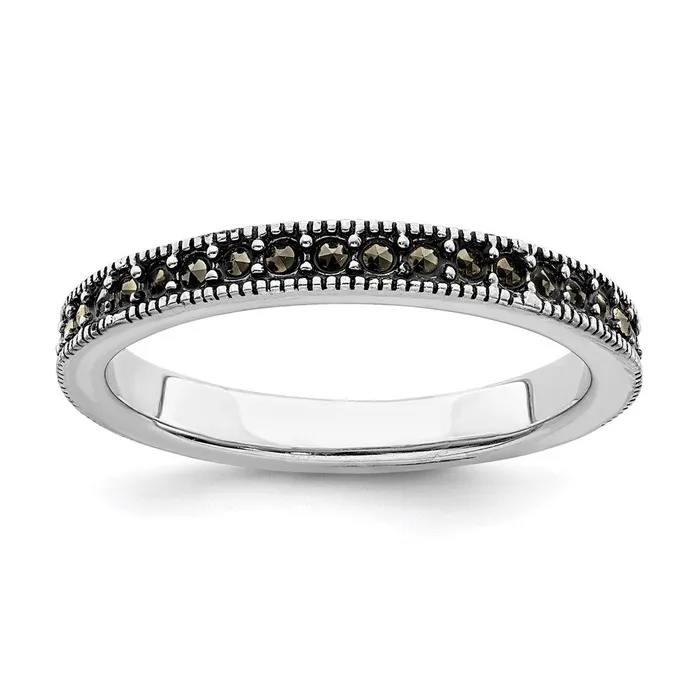 Sterling Silver Stackable Expressions Marcasite Band QSK816 Stackable Expressions Rings Sterling Silver Stackable Expressions Marcasite Band QSK816 Stackable Expressions Rings