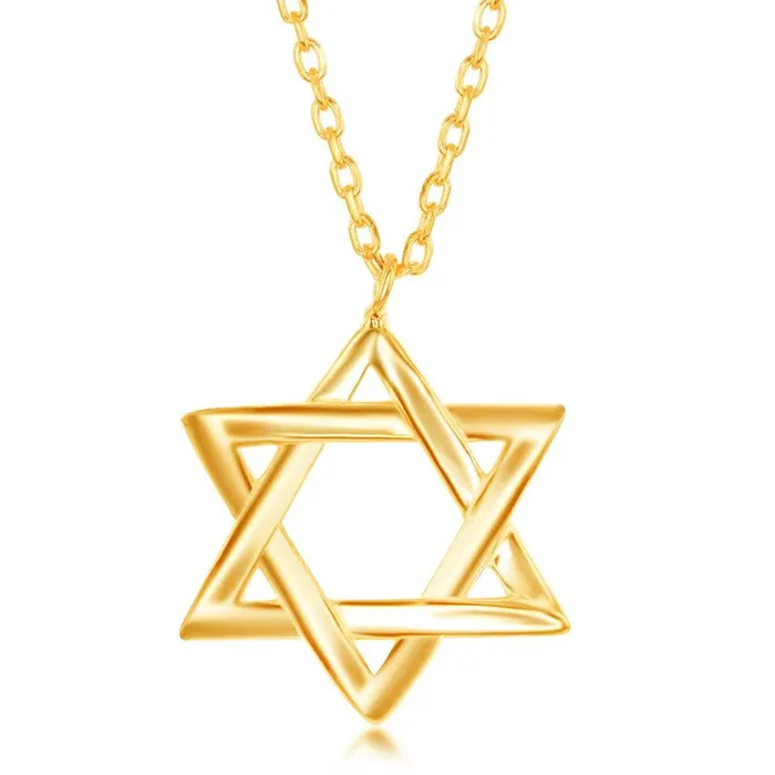 Sterling Silver Star of David Necklace Gold Plated Classic Necklaces