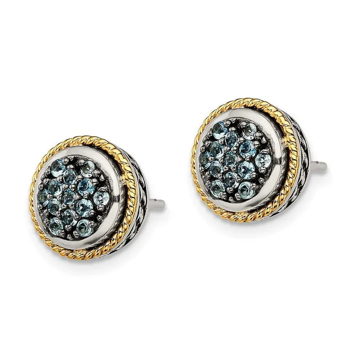 Sterling Silver w 14K Accent Light Swiss Blue Topaz Earrings Jewelry Earrings Sterling Silver w 14K Accent Light Swiss Blue Topaz Earrings Jewelry Earrings