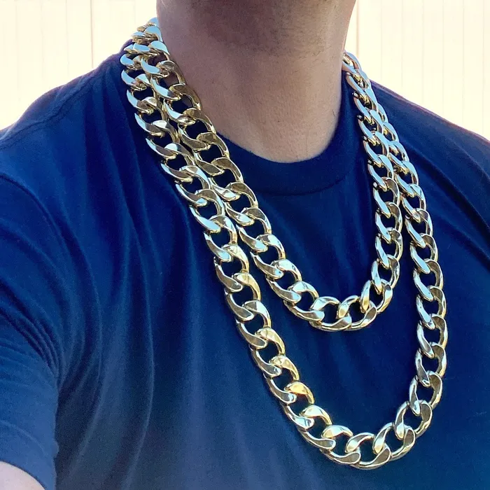 Sungshin Metal Necklaces 14K Gold Plated Cuban Link Chain Hip Hop Necklace 20MM Thick 2430 Sungshin Metal Necklaces 14K Gold Plated Cuban Link Chain Hip Hop Necklace 20MM Thick 2430