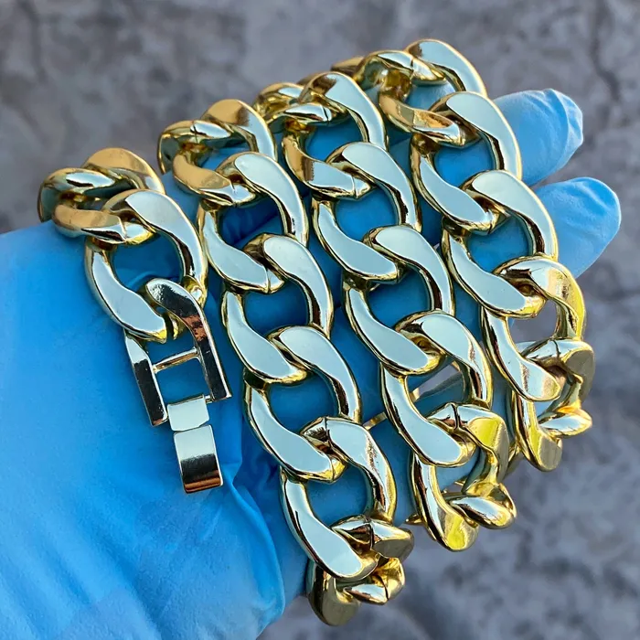 Sungshin Metal Necklaces 14K Gold Plated Cuban Link Chain Hip Hop Necklace 20MM Thick 2430 Sungshin Metal Necklaces 14K Gold Plated Cuban Link Chain Hip Hop Necklace 20MM Thick 2430