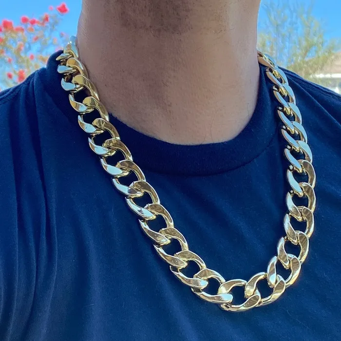 Sungshin Metal Necklaces 14K Gold Plated Cuban Link Chain Hip Hop Necklace 20MM Thick 2430 Sungshin Metal Necklaces 14K Gold Plated Cuban Link Chain Hip Hop Necklace 20MM Thick 2430