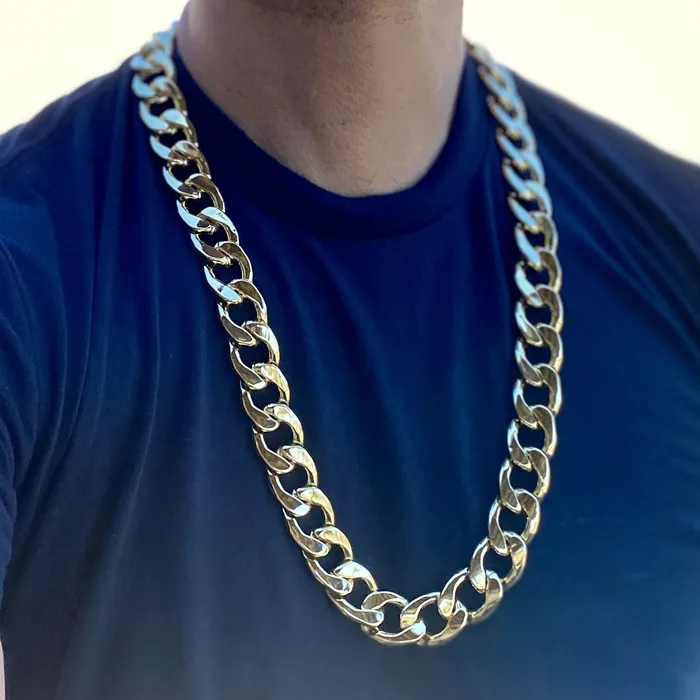 Sungshin Metal Necklaces 14K Gold Plated Cuban Link Chain Hip Hop Necklace 20MM Thick 2430 Sungshin Metal Necklaces 14K Gold Plated Cuban Link Chain Hip Hop Necklace 20MM Thick 2430