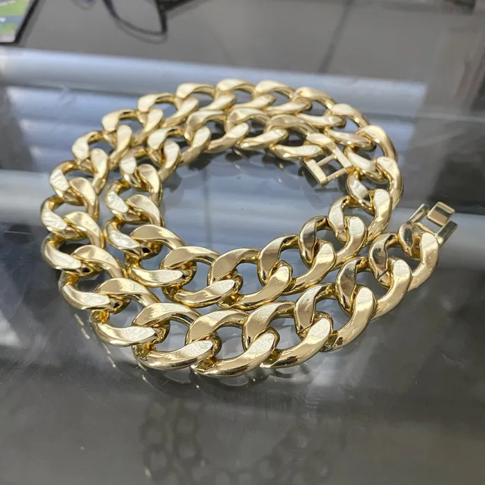 Sungshin Metal Necklaces 14K Gold Plated Cuban Link Chain Hip Hop Necklace 20MM Thick 2430 Sungshin Metal Necklaces 14K Gold Plated Cuban Link Chain Hip Hop Necklace 20MM Thick 2430