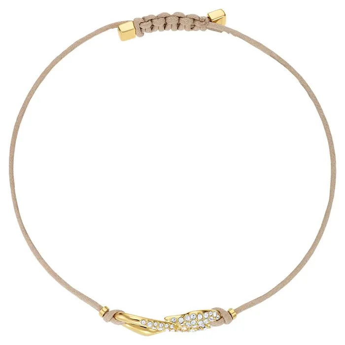 Swarovski Womens Bracelet Power Yellow Gold Plated Swan Beige Cord 5551806 Swarovski Bracelets
