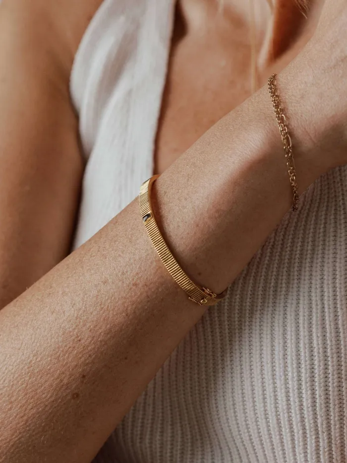 Tessa Bangle Cremation Bracelet in 14K Yellow Gold closebymejewelry Bracelets