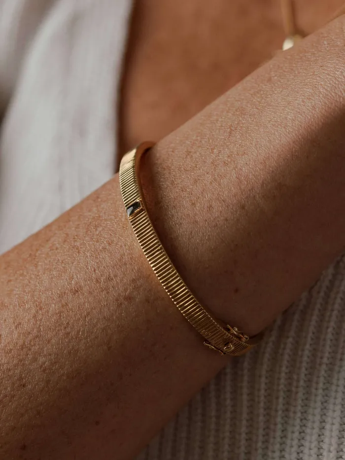 Tessa Bangle Cremation Bracelet in 14K Yellow Gold closebymejewelry Bracelets
