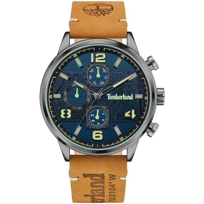 Timberland Mens Watch Day and Date SS Case Blue Dial Leather Strap TDWGF2091101 Timberland Watches Timberland Mens Watch Day and Date SS Case Blue Dial Leather Strap TDWGF2091101 Timberland Watches