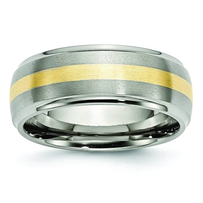 Titanium and Gold Mens Wedding Band deBebians Rings