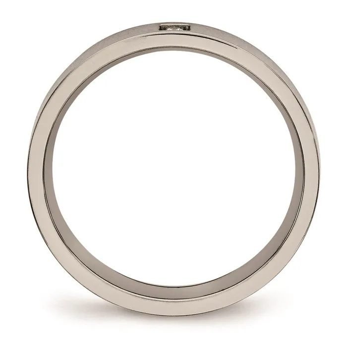 Titanium Polished Flat Comfort Back CZ Ring TB468 Chisel Rings Titanium Polished Flat Comfort Back CZ Ring TB468 Chisel Rings