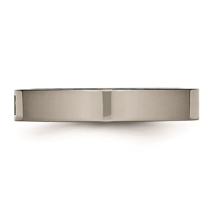 Titanium Polished Flat Comfort Back CZ Ring TB468 Chisel Rings Titanium Polished Flat Comfort Back CZ Ring TB468 Chisel Rings
