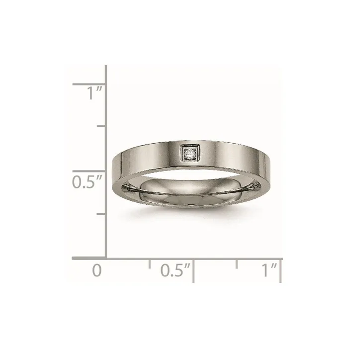Titanium Polished Flat Comfort Back CZ Ring TB468 Chisel Rings Titanium Polished Flat Comfort Back CZ Ring TB468 Chisel Rings