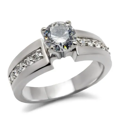 TK068 High polished no plating Stainless Steel Ring with AAA Grade CZ in Clear Alamode Rings TK068 High polished no plating Stainless Steel Ring with AAA Grade CZ in Clear Alamode Rings