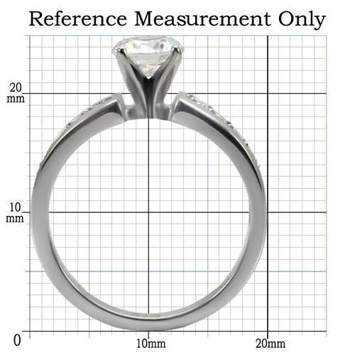 TK068 High polished no plating Stainless Steel Ring with AAA Grade CZ in Clear Alamode Rings