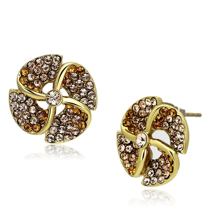 TK1040 IP GoldIon Plating Stainless Steel Earrings with Top Grade Crystal in Multi Color Alamode Earrings TK1040 IP GoldIon Plating Stainless Steel Earrings with Top Grade Crystal in Multi Color Alamode Earrings