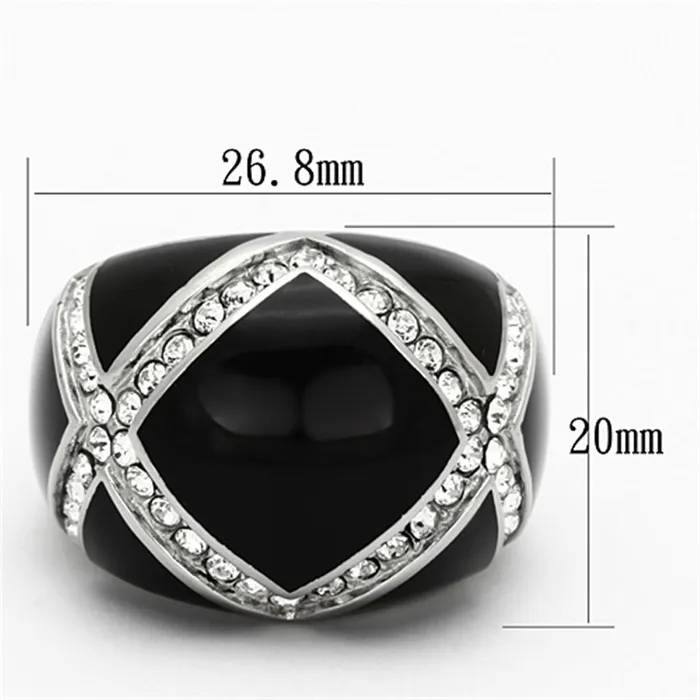 TK1132 High polished no plating Stainless Steel Ring with Top Grade Crystal in Clear Alamode Rings
