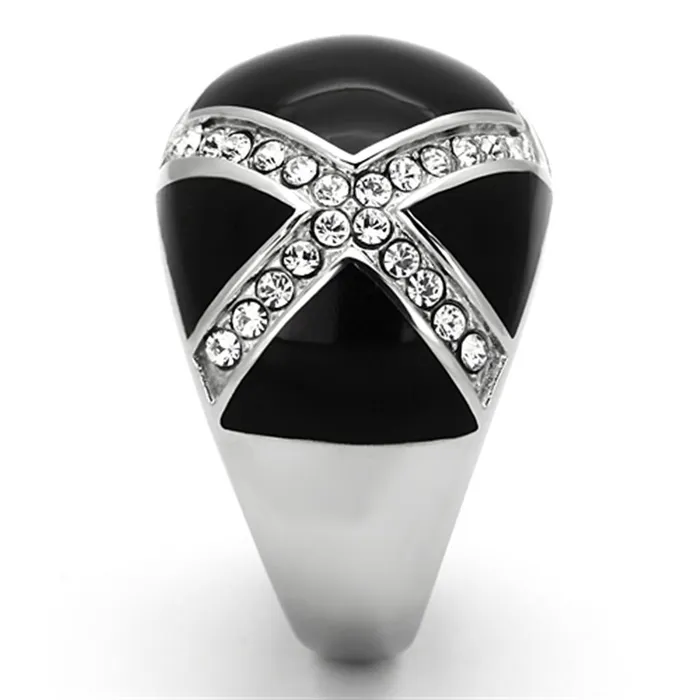 TK1132 High polished no plating Stainless Steel Ring with Top Grade Crystal in Clear Alamode Rings