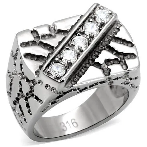 TK124 High polished no plating Stainless Steel Ring with AAA Grade CZ in Clear Alamode Rings TK124 High polished no plating Stainless Steel Ring with AAA Grade CZ in Clear Alamode Rings