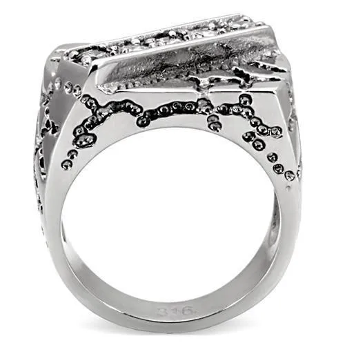 TK124 High polished no plating Stainless Steel Ring with AAA Grade CZ in Clear Alamode Rings