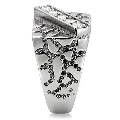 TK124 High polished no plating Stainless Steel Ring with AAA Grade CZ in Clear Alamode Rings