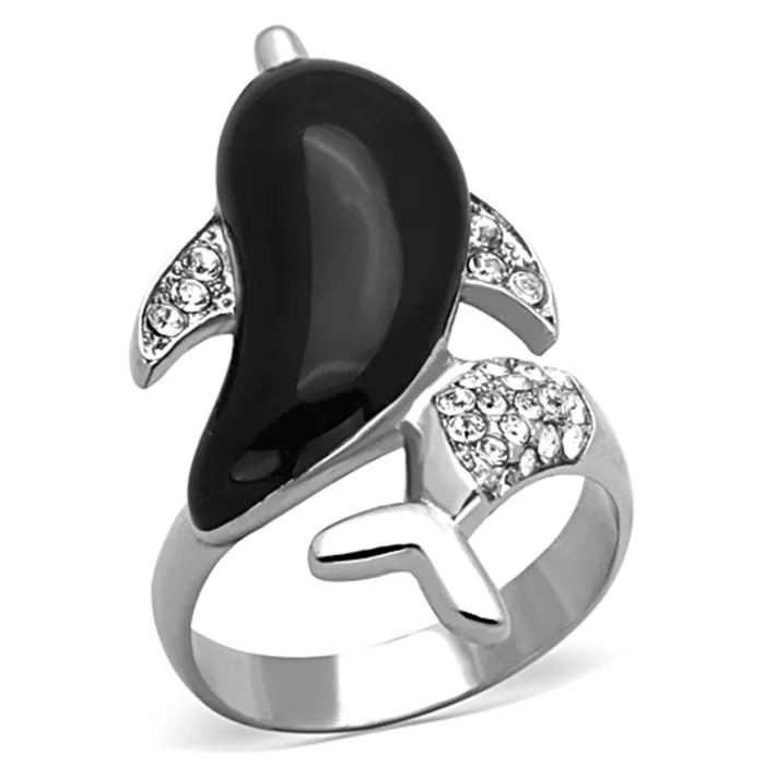 TK1326 High polished no plating Stainless Steel Ring with Top Grade Crystal in Clear Alamode Rings TK1326 High polished no plating Stainless Steel Ring with Top Grade Crystal in Clear Alamode Rings