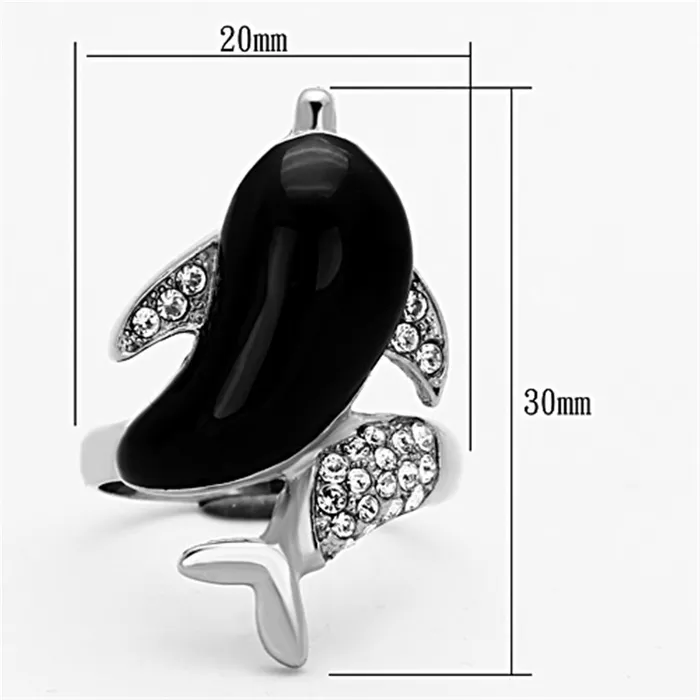 TK1326 High polished no plating Stainless Steel Ring with Top Grade Crystal in Clear Alamode Rings